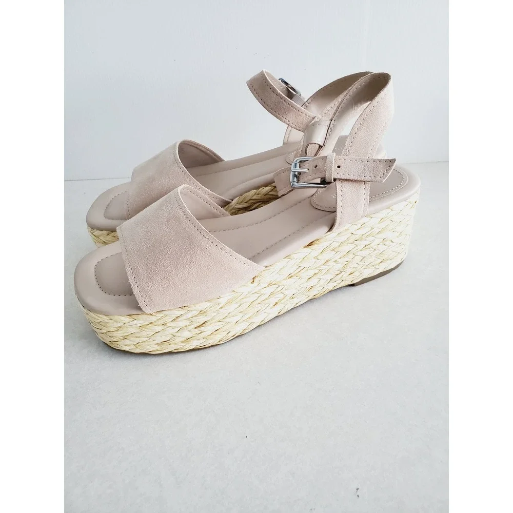 Marc Fisher Platform Espadrille Sandals Blush Strappy Dressy Casual 11M
